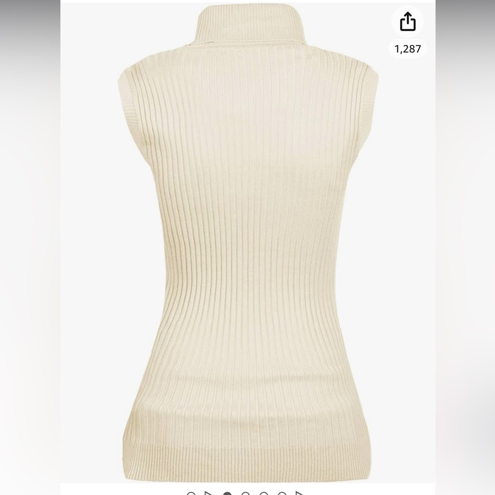 V28 Women Sleeveless High Neck Turtleneck Stretchable Knit Sweater Top - Picture 7 of 9